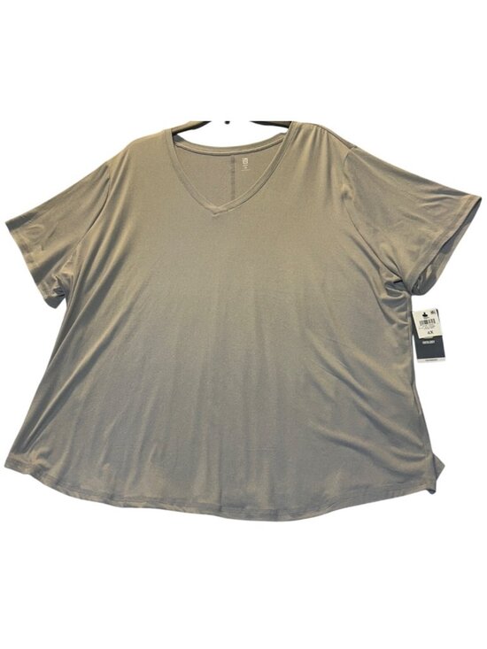 Ideology Tops - Ideology Womens 4X V-Neck Flex Stretch Tee Recycled Materials Storm Grey